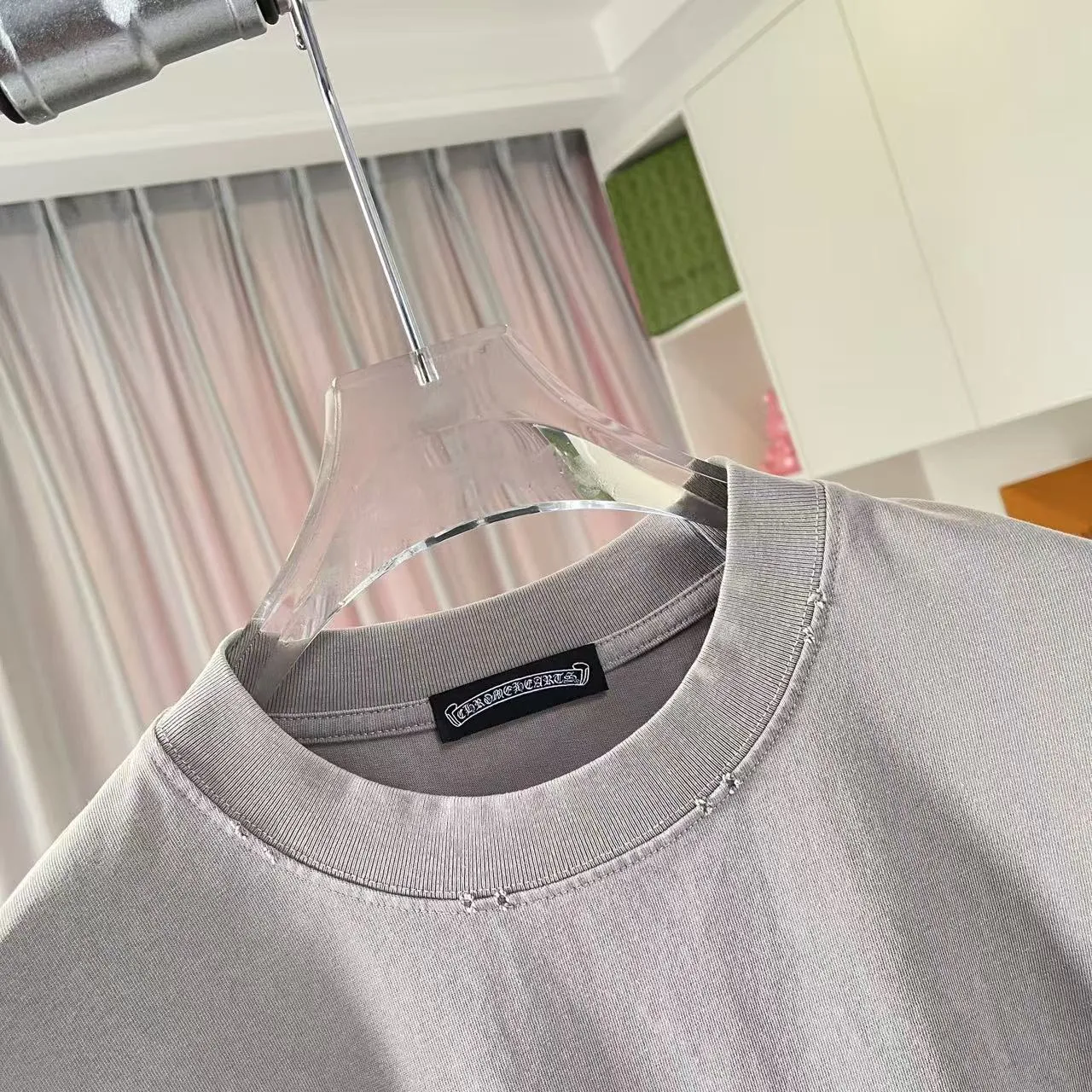 🅿️200 ch Crocodile* 2025 spring and summer new style, washed, worn, Sanskrit cross print, short-sleeved T-shirt, customized fabric 320g, same style for men and women, size: S M L XL XXL five codes, color: black gray